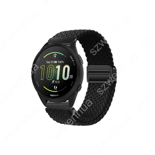 สายรัดข้อมือไนลอนถักยืดหยุ่นสำหรับ Garmin Forerunner 265 265s 255 55 158 165 Music 570 รุ่นหัวเข็มขัดแม่เหล็ก สามารถเปลี่ยนได้