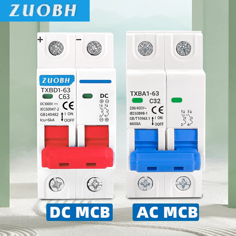 MCB สวิตช์แบตเตอรี่เบรกเกอร์ พลังงานแสงอาทิตย์ 2P DC 1000V AC 400V 63A สำหรับระบบ Photovoltaic