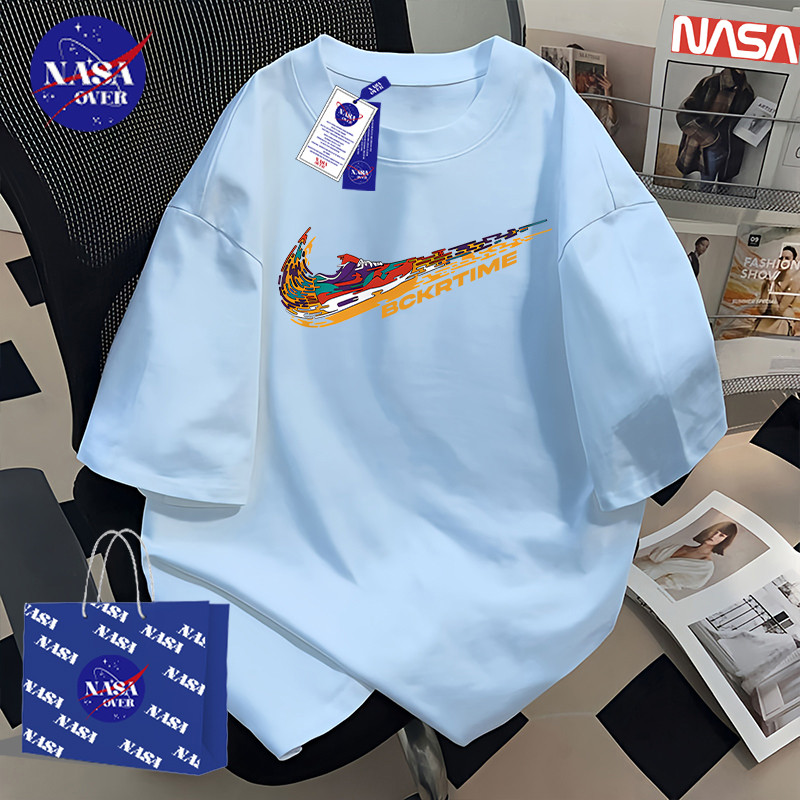 【พร้อมส่ง】🔥NASA ทรงโอเวอร์ไซส์ คอกลม เสื้อ ผ้าฝ้ายแท้100% แขนสั้น ใส่ได้ทั้งชายหญิง🕶️ลายแฟชั่นสุดฮิตYG450