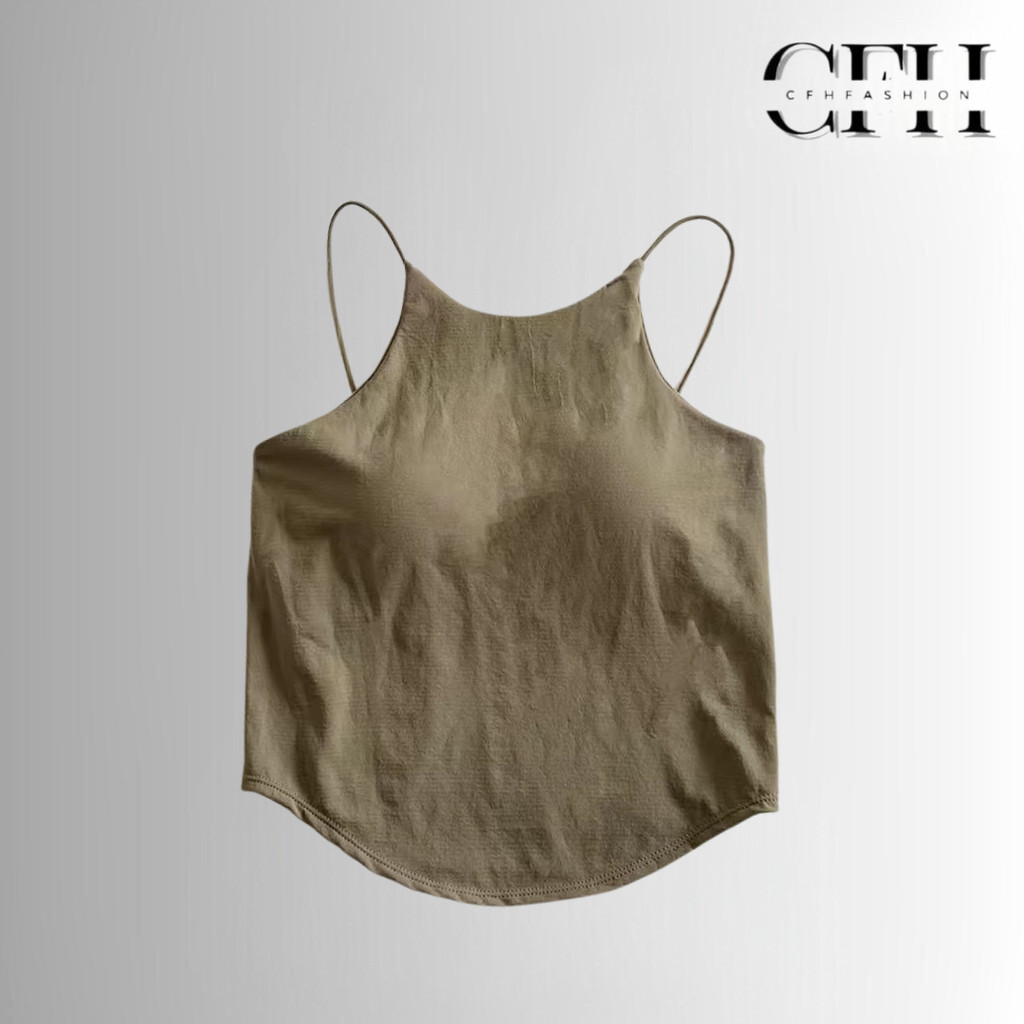 CFH เสื้อกล้ามนุ่มธรรมดาไม่มีลวดพร้อมสายคล้องคอถ้วยเสื้อกล้ามผู้หญิง BJ1568