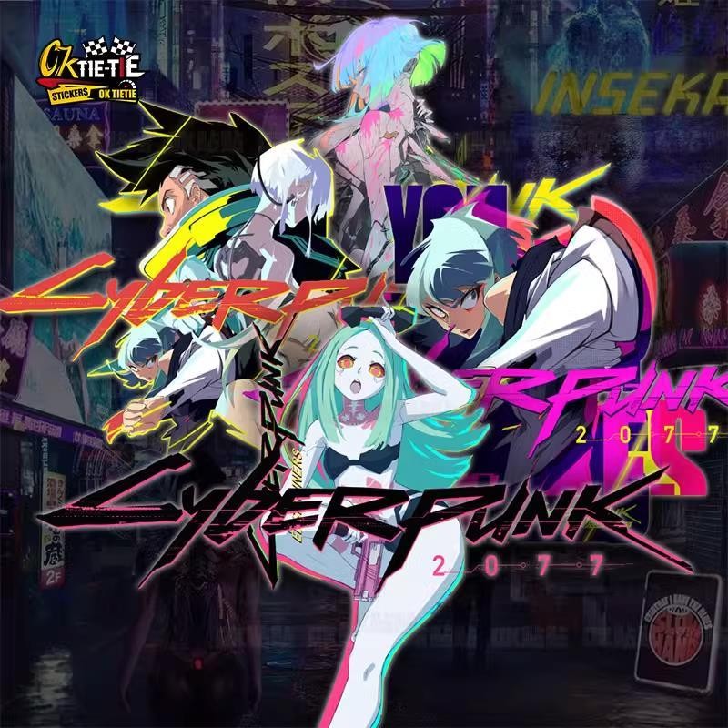 Cyber Motorcycle Punk Sticker Body Sticker Computer Case 2077 Trolley Case Carสะท้อนแสงรถยนต์ไฟฟ้าสต