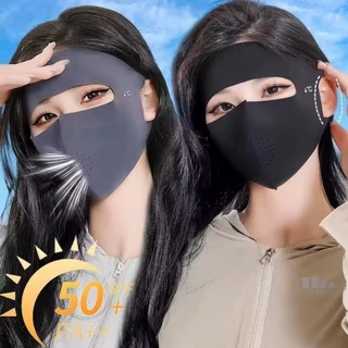 หน้ากากผ้าไหมน้ำแข็งระบายอากาศป้องกันรังสียูวี 5 ชิ้น / UPF 50+ หน้ากากกันแดดแบบบางพิเศษ / หน้ากากป้องกันรังสียูวีแบบเต็มสำหรับฤดูร้อน