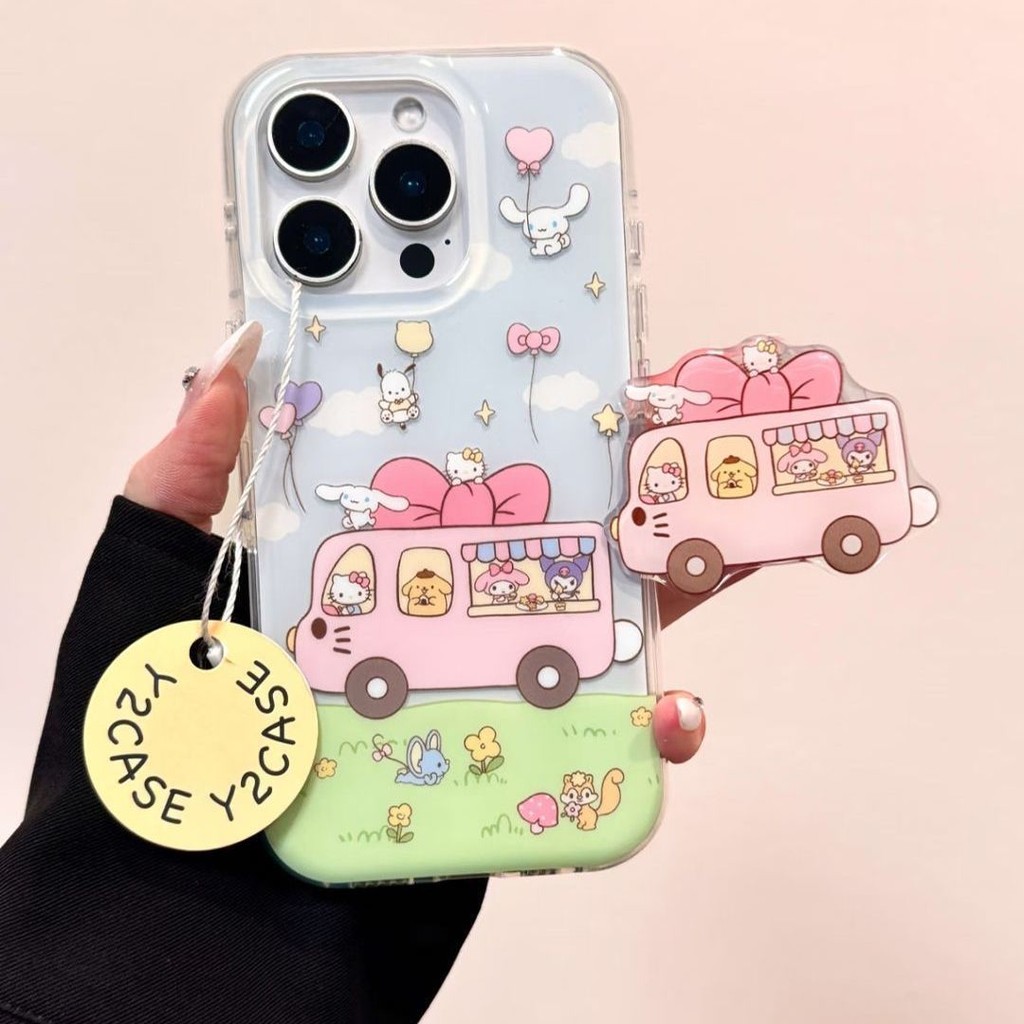 Bus kt Cat เหมาะสําหรับ Samsung s24fe เคสโทรศัพท์ s25 สองชั้น s23ultra ผู้หญิง s21+/ s22/a54/a52 Cre