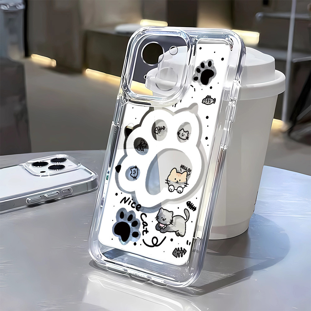 3 in1 แมวน่ารัก Claw โปร่งใสสําหรับ Oppo Reno 8T Reno 8 Pro 8 Pro + เคสโทรศัพท์กันกระแทก XNAC S3C4 T