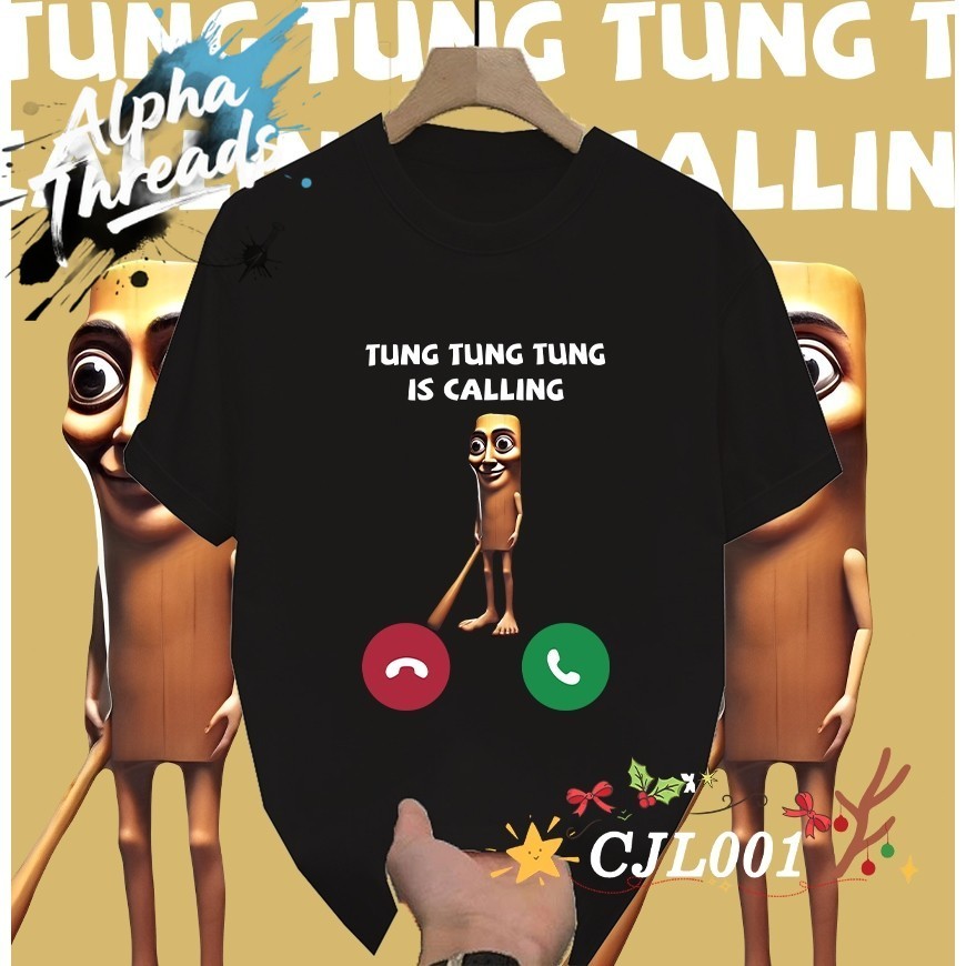 (จัดส่งตลอด 24 ชั่วโมง) Tung Tung Tung Sahur T-shirt เสื้อยืดตลกๆ ใส่ได้ ทั้ง ชาย ใส่สบาย ไม่หด ไม่ย้ จัดส่งที่รวดเร็ว