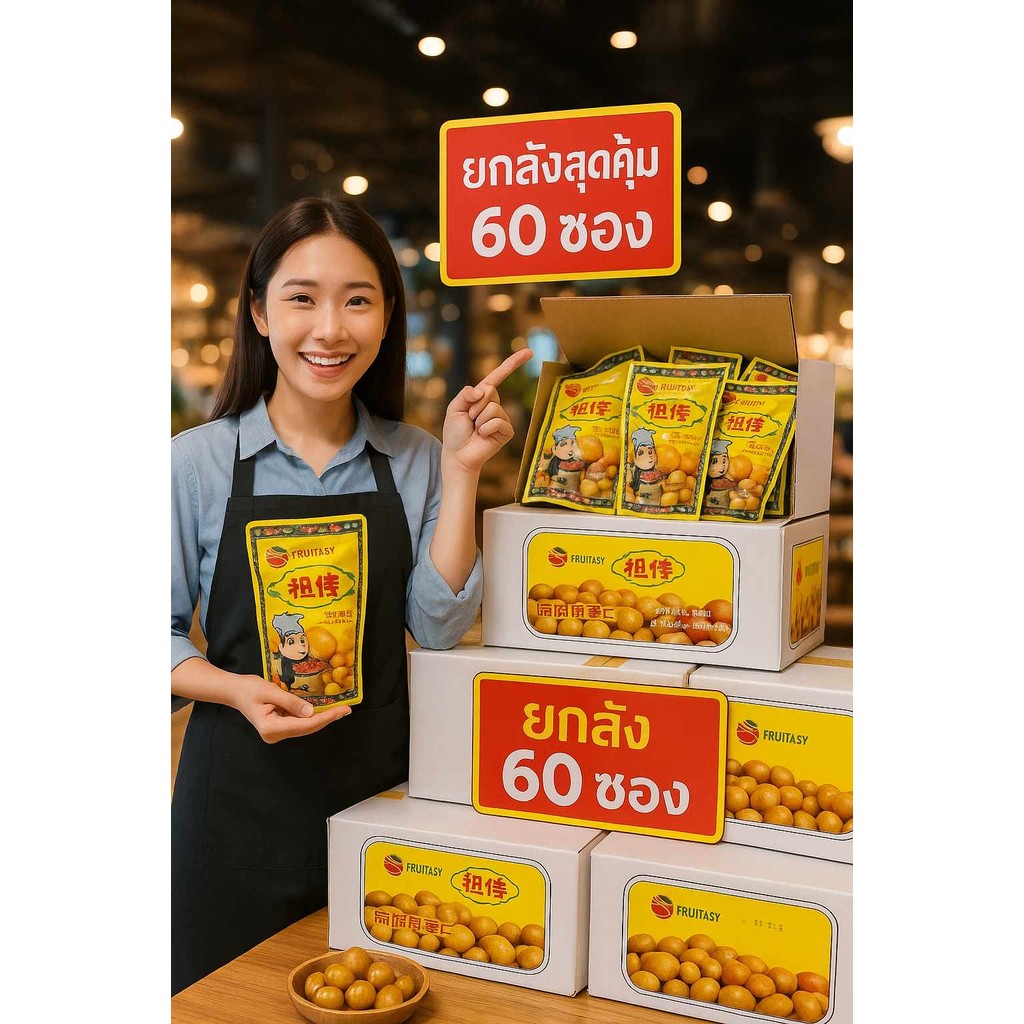 (ยกลัง60ห่อ) เกาลัด อบแกะเปลือก ขนาด 80 กรัม ,100 กรัม 150 กรัม