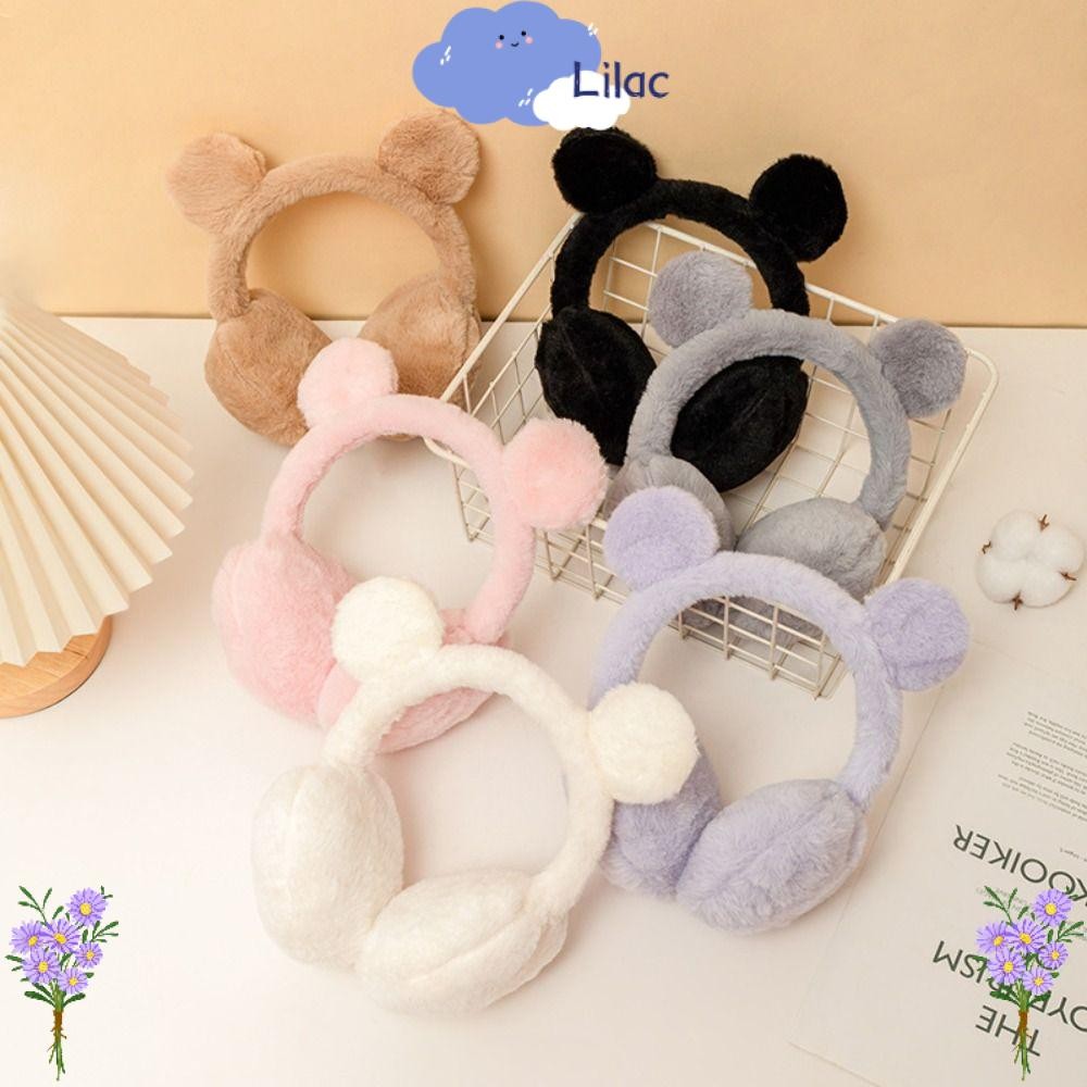 LILAC หมวก earmuff กันหนาวสำหรับหน้าหนาว, แบบทึบสำหรับตุ๊กตาหูอุ่น, แฟชั่นหมวก earmuff กันลมสำหรับเด