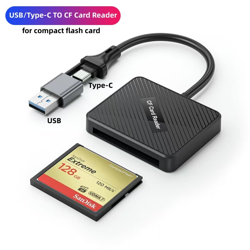 2 in1 Type-C/USB To CF Card Reader สําหรับ Compact Flash Memory CardReader Adapter สําหรับ Huawei Xiaomi โทรศัพท์มือถือคอมพิวเตอร์แท็บเล็ต Converter