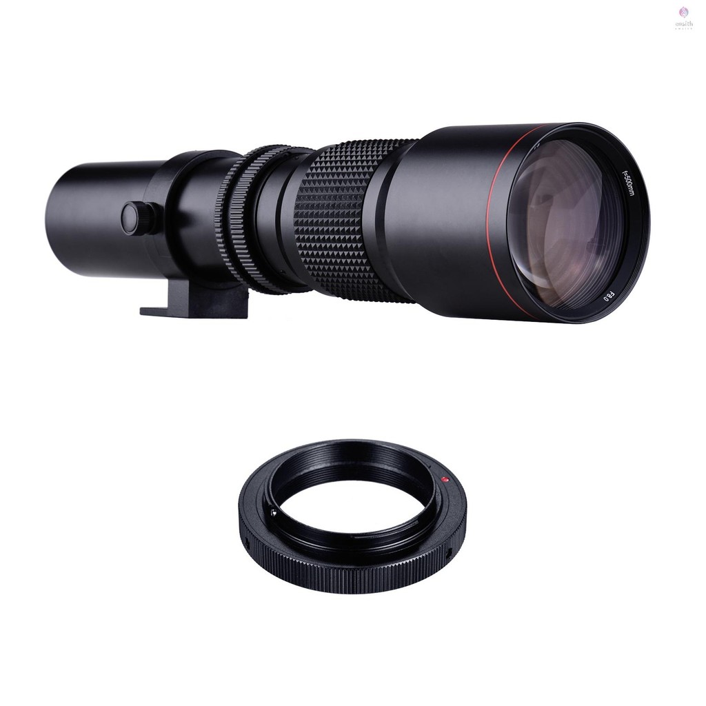 E * M 500 มม.F/8.0-32 Multi Coated Super Telephoto เลนส์คู่มือซูม + T-Mount ถึง F-Mount อะแดปเตอร์แห