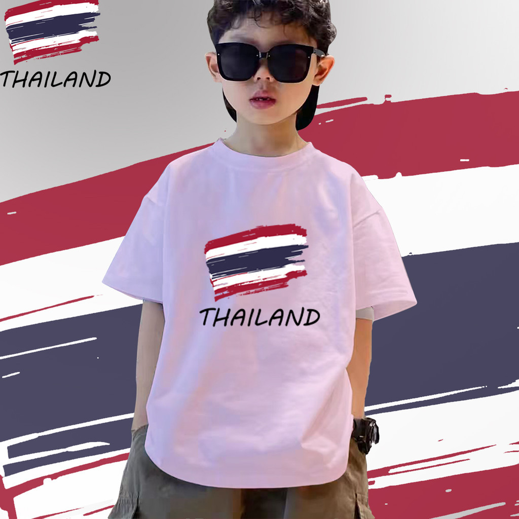 Kid's T-shirt ไทยนี้รักสงบแต่ถึงรบไม่ขลาด Save Thailand เสื้อยืดเด็ก 100cm-150cm 8 สีเสื้อยืดลายสันติภาพพิมพ์สโลแกนภ T39