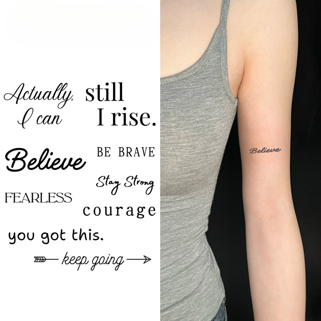 สติكرลายเส้นชั่วคราว ภาษาอังกฤษสั้น ติดทนนานถึง 15 วัน กันน้ําด้วยเทคโนโลยีใหม่