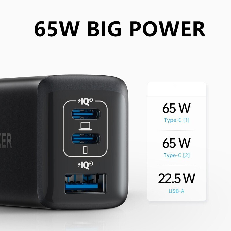 Anker 535 65W Fast Charger Adapter เครื่องชาร์จขนาดกะทัดรัดแบบพับได้