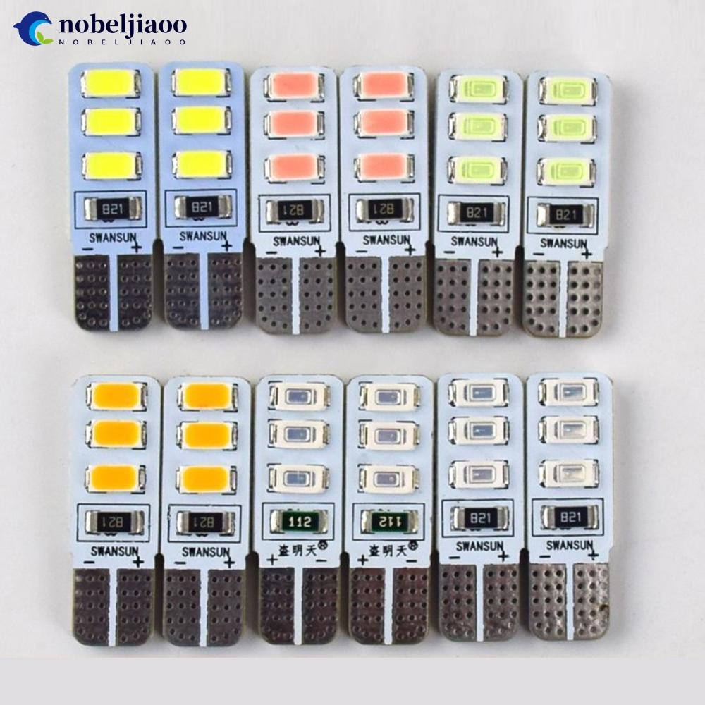NOBELJIAOO T10 ไฟเลี้ยวรถยนต์ 6LED ไฟสัญญาณหลอดไฟอ่านหนังสือป้ายทะเบียนขับรถ Super Bright Light วิ่ง