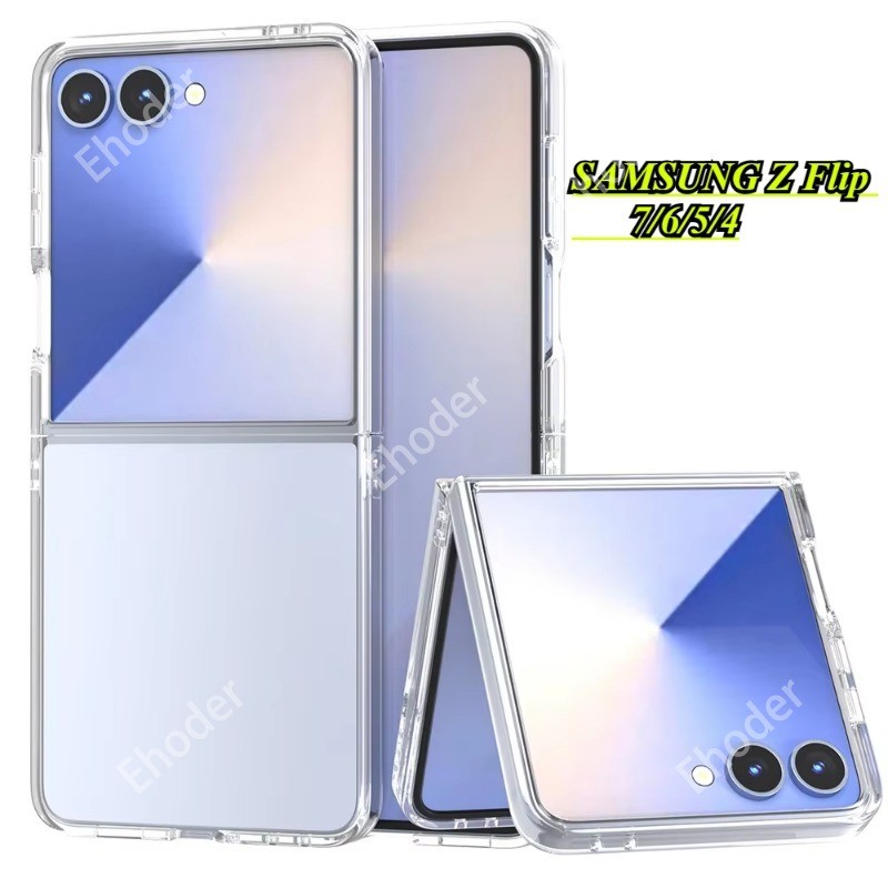 SAMSUNG ปลอกสําหรับSamsung Galaxy Z Flip 8 7 6 5 4 3 5G 4G 2025 กรณีUltraบางโปร่งใสTPUนุ่มปกหลังสําหรับZFlip8 ZFlip7 Flip6 Flip5 Flip4 Flip7 ZFlip6 Filp Clear shell