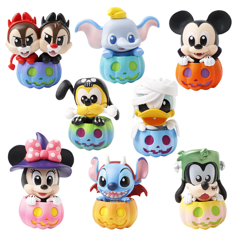 8 ชิ้น/เซ็ต 7 ซม.การ์ตูนอะนิเมะ Hallowmas ฟักทอง Dumbo Donald Duck Goofy Daisy พลูโต PVC Action Figures ตุ๊กตาของเล่น