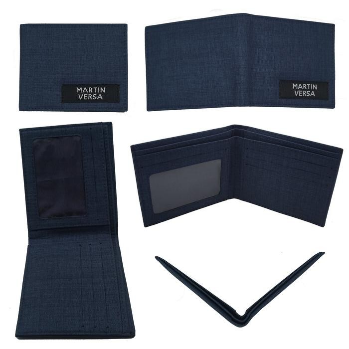 [Mall AKJS44] Martin Versa Mens Wallet WL13 Canvas Folding Slot Synthetic Leather Mens Wallet - Blue