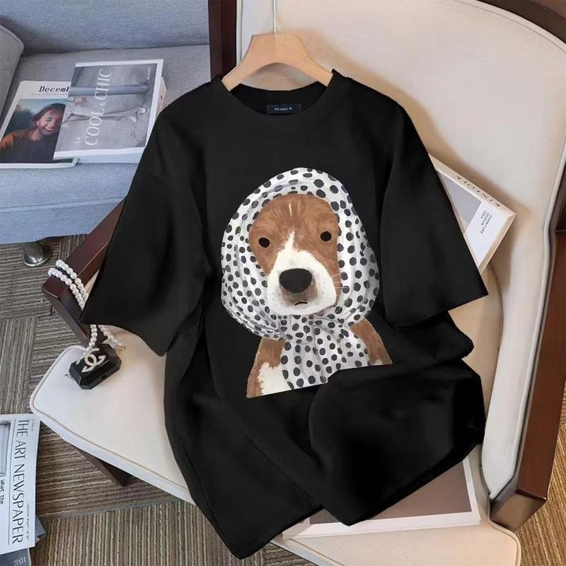 COD ✅ เกาหลี เสื้อแบบดารา เสื้อยืดแขนสั้น CMDXY8970 ผู้ชาย ผู้หญิง ลายทาง ตัวอักษร หลวม ลายสกรีน ฤดูร้อน ฤดูใบไม้ผลิ