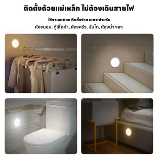 ไฟติดห้องนอน โคมไฟไร้สาย โคมไฟหัวเตียงLED แถมสายชาร์จUSB ติดพนัง ยึดผนังด้วยแม่เหล็ก ปรับได้ 3 สี