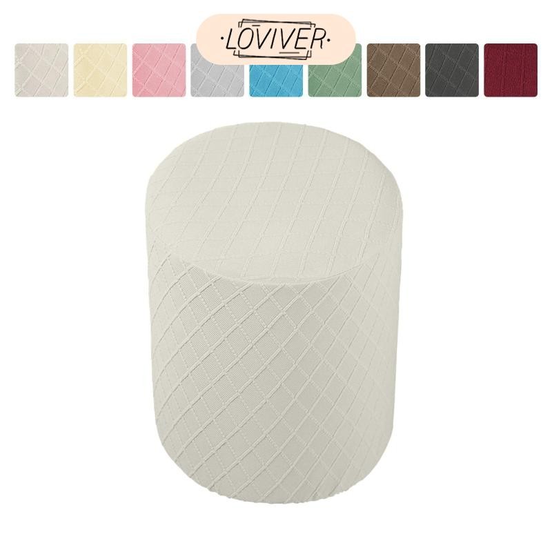 LOVIVER ผ้าออตโตมัน ผ้าคลุมเท้าทรงกลม ผ้าคลุมโซฟา ผ้าคลุมสตูลวางเท้า ยืดหนา