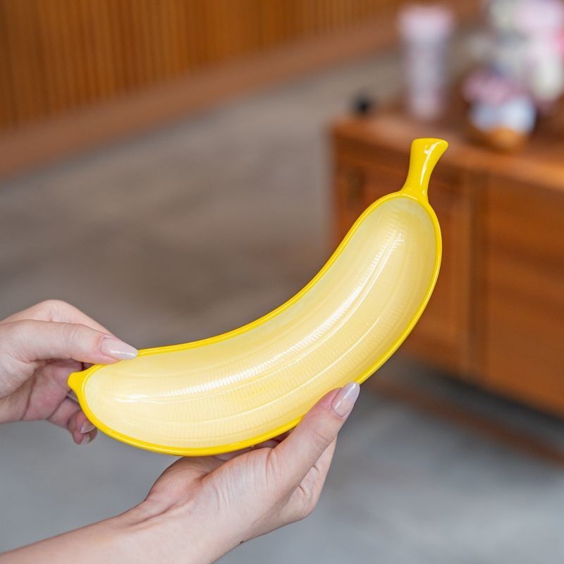 กล้วยรูปจานเซรามิกขนมผลไม้ครัวเรือนพิธีความรู้สึกคาราเมลพุดดิ้งแผ่นผลไม้รูปร่างสร้างสรรค์บนโต๊ะอาหาร - รูปที่ 7