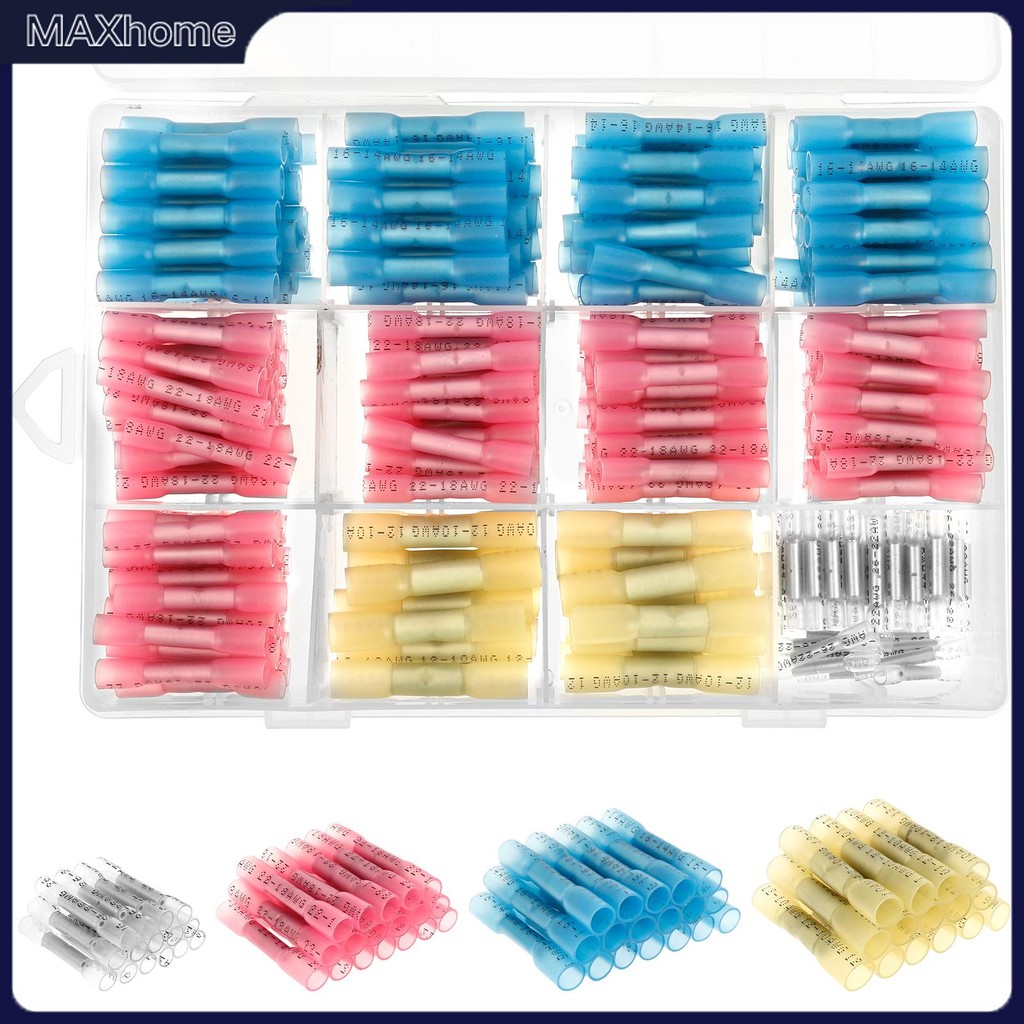 340 ชิ้น Butt Splice Crimp Connector ชุดความร้อนหดสายไฟสําหรับรถจักรยานยนต์ RV SHOPTKC7706