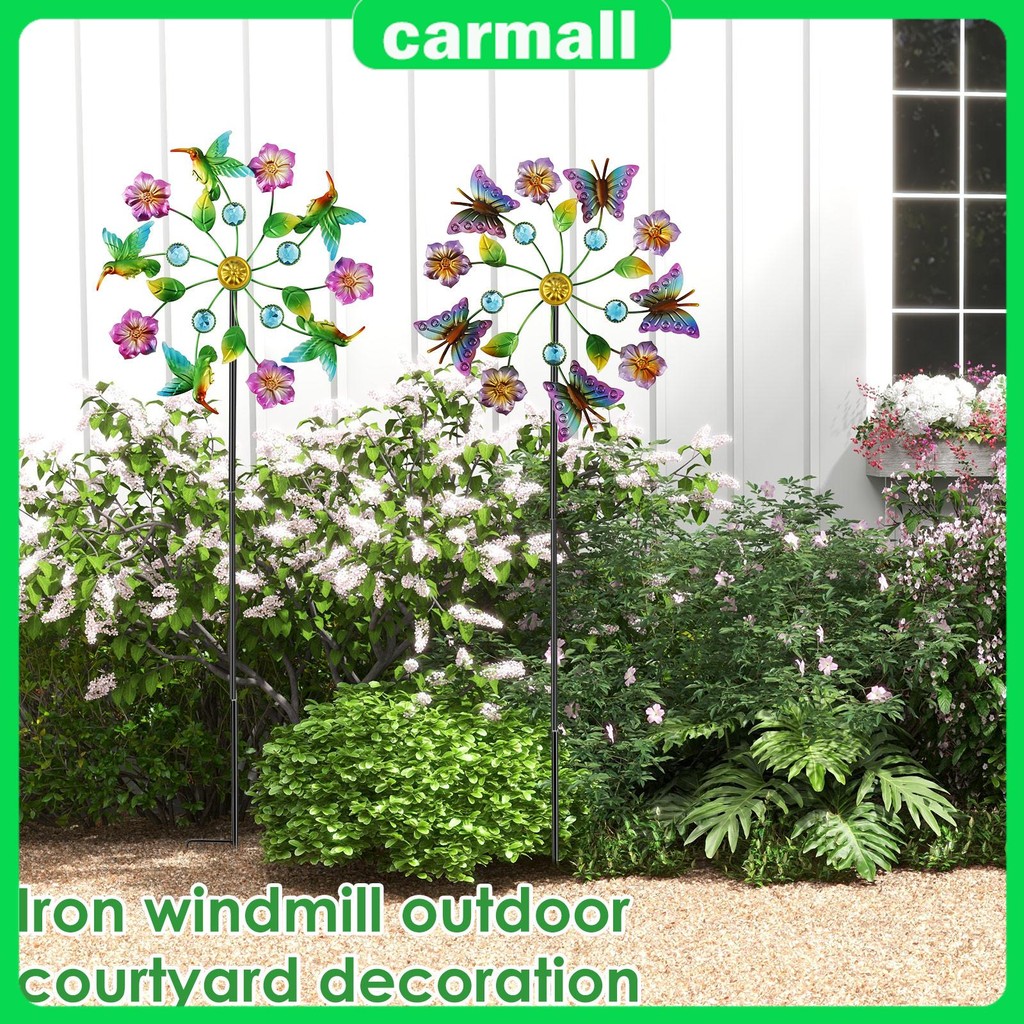 Iron Wind Spinner ประติมากรรมกันน้ํา Stake Wind Spinner สําหรับกลางแจ้ง Yard Garden Patio สนามหญ้า S