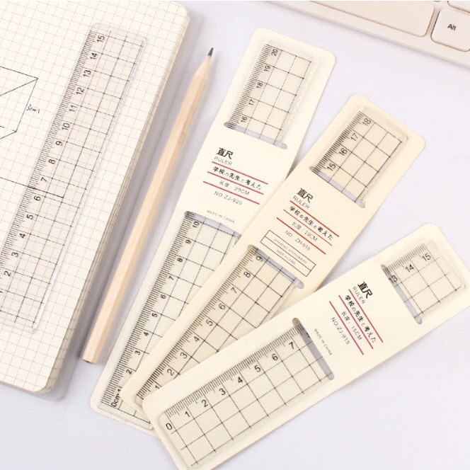S0062 ไม้บรรทัด ขนาดเล็ก 15ซม./20ซม. พลาสติกใส สไตล์มูจิ คุณภาพดี คุ้มราคา