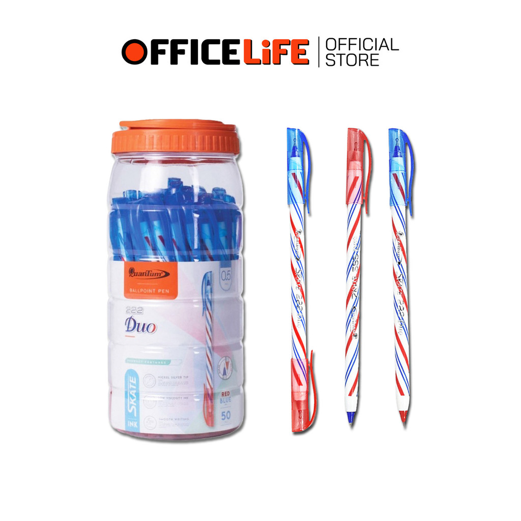 Quantum (ควอนตัม) ปากกาลูกลื่น ปากกา รุ่น Skate 222 Duo straight ปากกา 2หัว 2in1 ในด้ามเดียว ( 50ด้า