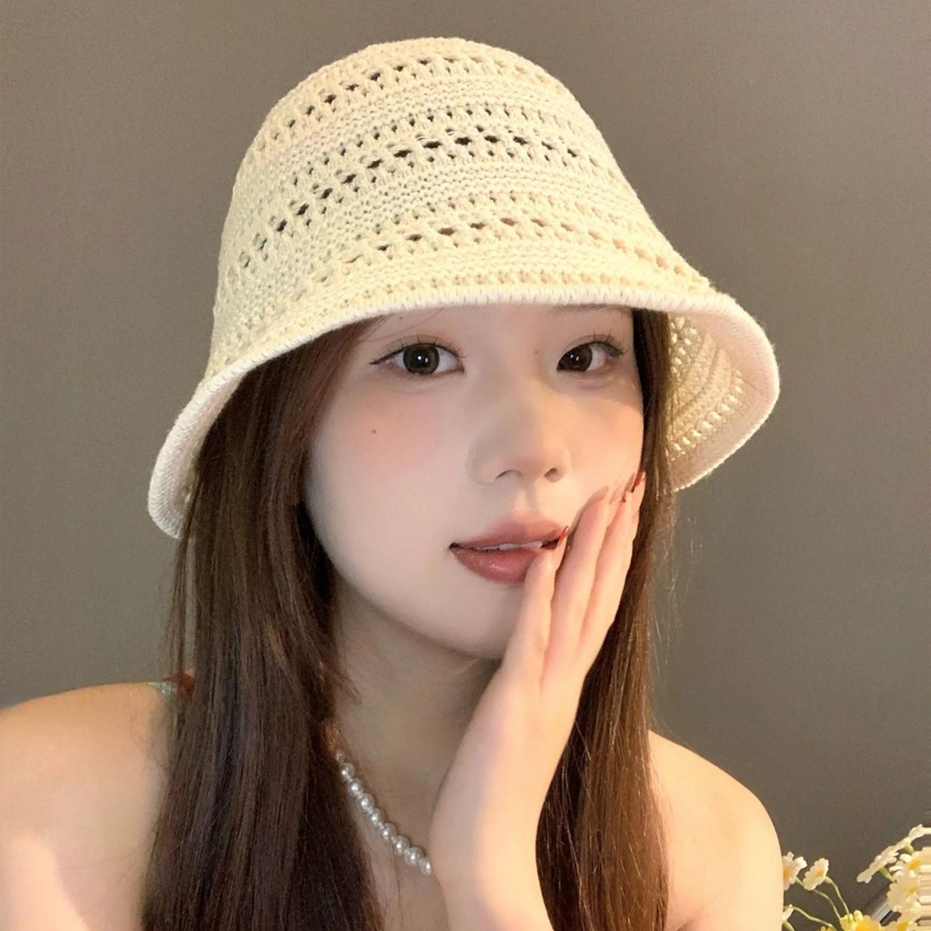 Cute_Girl   หมวกแฟชั่นผู้หญิง มีให้เลือก 3 สี การถักแบบโปร่ง มีสไตล์และเรียบง่าย หมวกบักเก็ตทอ ส่งไวจากไทย ราคา ถูกที่สุด ดีลบีเคเค แกลเลอรีภาพที่ 4