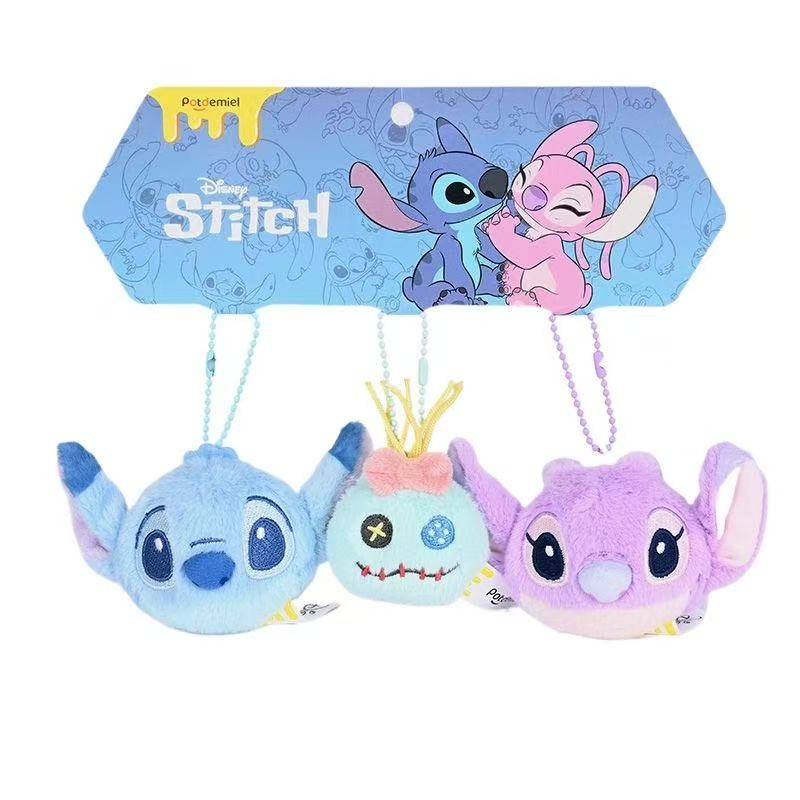 Stitch Disney ของแท้ Stitch จี้ตุ๊กตาพวงกุญแจ Angel จี้ Stitch กระเป๋านักเรียน Head Shape ตุ๊กตา