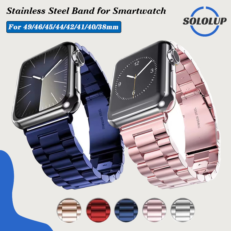 สายรัดสแตนเลส for iWatch Apple Watch Ultra 3 2 SE Series 11 10 9 8 7 6 5 49มม. 46มม.45 40 42 38 มม. สายรัดข้อมือแทนโลหะ