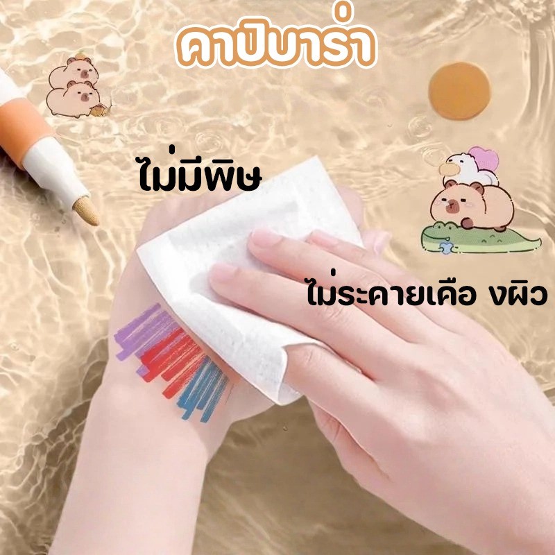 COD ปากกาอะคริลิค ปากกาเพ้นท์ 24/36/48/60 สี กันน้ำ ง่ายต่อการขัด การ์ตูน แปรงทาสีกล่องแบบพกพา - รูปที่ 3