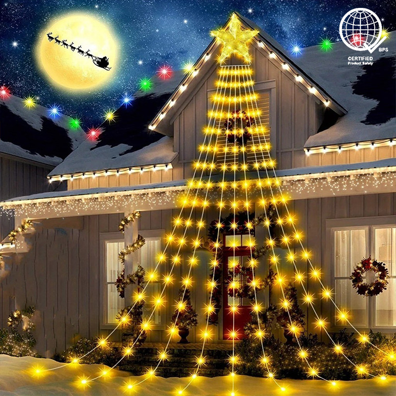 พร้อมสต็อกไฟ LED คริสต์มาสกันน้ํา 8 โหมดแสง String Light Fairy Light Meteor Shower Rain Lights ต้นคริสต์มาสตกแต่ง Pokok Krmas ตกแต่งคริสต์มาส Hiasan
