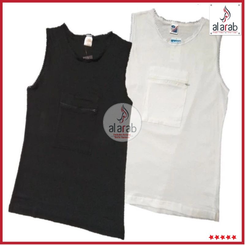 SINGLET (PUTIH) Haji Perempuan Ber Pocket Zip Render (ผ้าฝ้าย 100% (S-3XL)