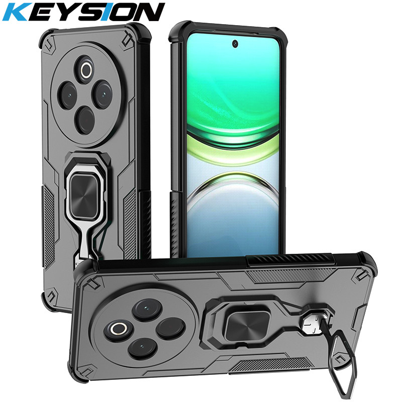 KEYSION เกราะกันกระแทกสําหรับ IQOO Z10 5G ซิลิโคนอ่อนนุ่ม + PC โลหะตรง Live แหวนขาตั้งโทรศัพท์ฝาหลังสําหรับ VIVO IQOO Z10