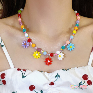 สร้อยคอลูกปัด   จี้ดอกทานตะวัน  โดพามีน น่ารัก     summer  อ…