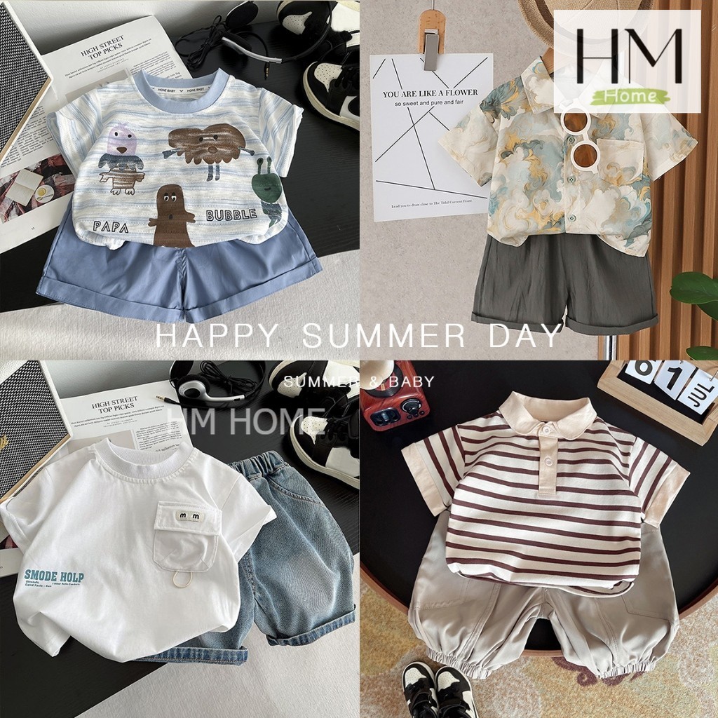 เสื้อผ้าเด็กผู้ชาย ชุดหล่อเนกไท ชุดออกงาน 2025 เซ็ตเสื้อ+กางเกง Size80-120cm
