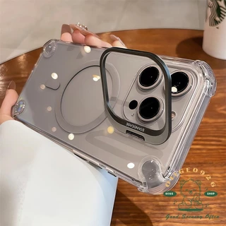 Anti drop อะคริลิคโปร่งใสวงเล็บแม่เหล็กเคสโทรศัพท์ iphone16 Pro Max 15 14 13 12 สําหรับ iPhone กรณีซิลิโคน soft shell TPU กันกระแทก
