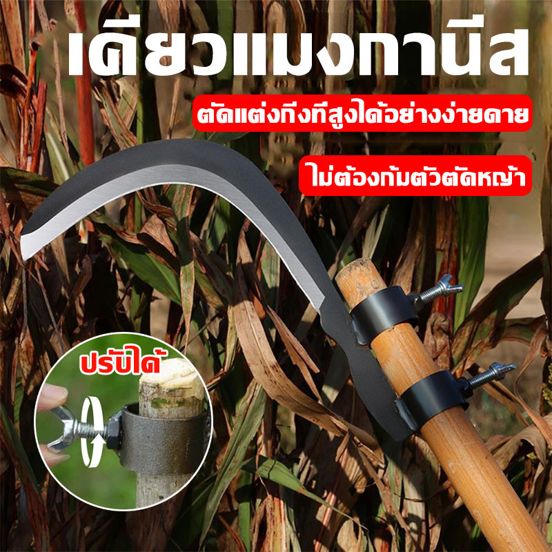 💥มีดขอ เคียว เกี่ยว เก็บผลไม้ บนที่สูง ไม่ต้องปีนป่าย ให้เสี่ยงอันตราย เหล็กแมงกานีสขนาดใหญ่ หนา คม แข็งแรงทนทาน