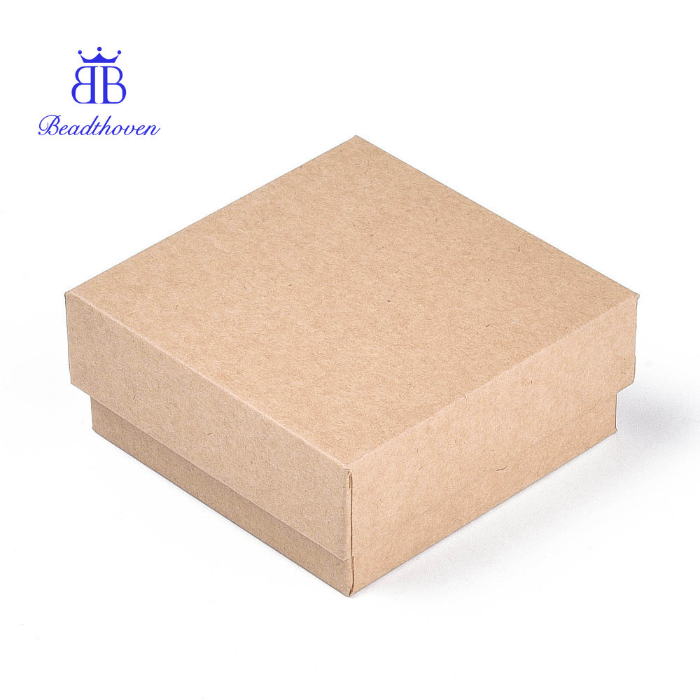 ชุดกล่องกระดาษแข็งสำหรับเครื่องประดับ 12 ชิ้น สี Tan ขนาด 7.6x7.6x3.2 ซม. พร้อมฟองน้ำ внутри