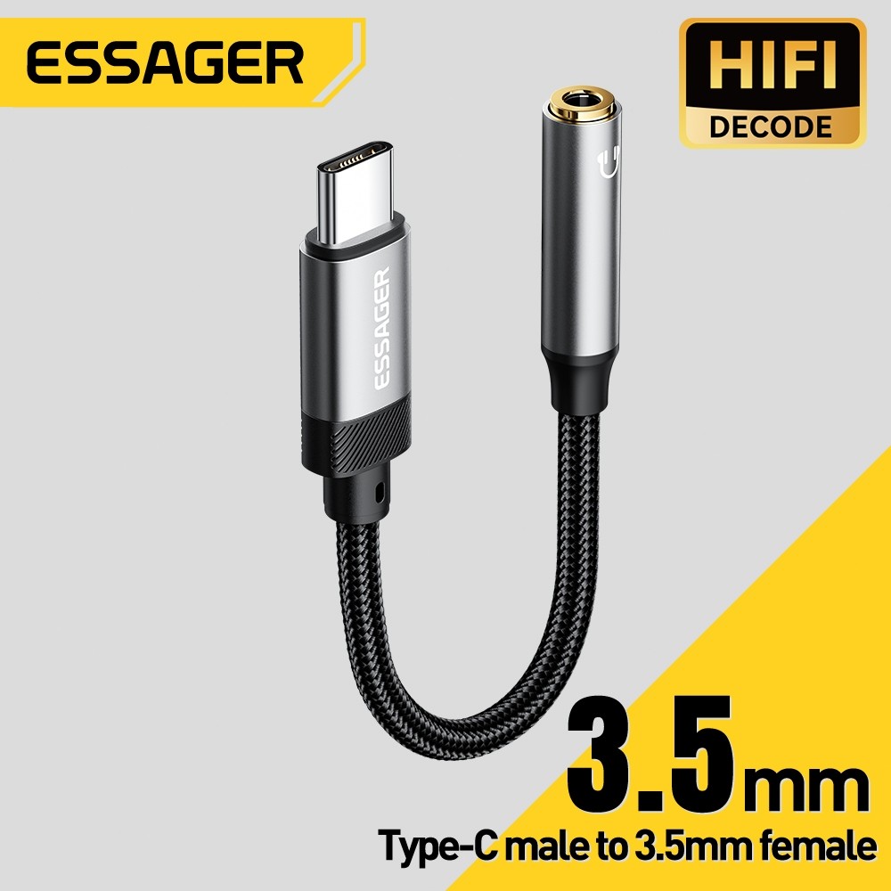 Essager 3.5 มม.สายแปลงเสียง USB C ถึง 3.5 มม.ชิป DAC แจ็คหูฟังอะแดปเตอร์ AUX สําหรับ Samsung Xiaomi IP15 16
