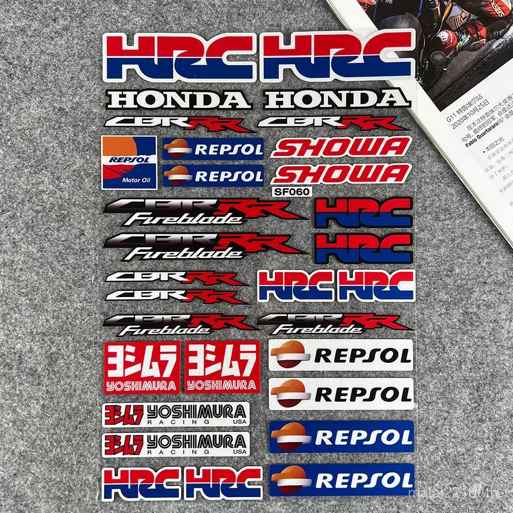 HRC สติกเกอร์สะท้อนแสงหมวกกันน็อค Decal เหมาะสําหรับรถจักรยานยนต์ Honda CBR Body กันน้ําโลโก้รถ show