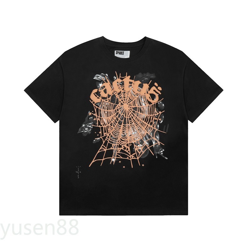 ขายร้อน Sp5 *** der555 ** 55 * Spider Web พิมพ์ฤดูร้อนหลวมผู้ชายผู้หญิงเสื้อยืดแขนสั้น