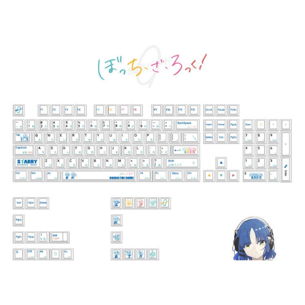 Yamada Ryo Keycaps โปรไฟล์เชอร์รี่ 136 คีย์ PBT Dye Sublimation Wooting60 MAD60 Blue Aula F75 Simple
