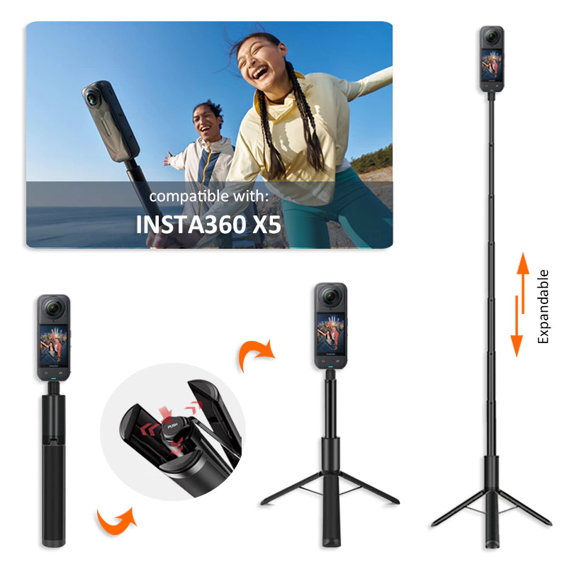 Insta360 X5 / X4 Air / X4 / X3 2-in-1 Selfie Stick Tripod ไม้เซลฟี่ที่มองไม่เห็น พร้อมขาตั้งกล้อง Combo สําหรับ Dji Pocket 3 / Dji Action 5 Pro / Gopro