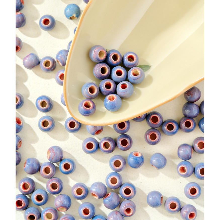 ลูกปัดเซรามิกรูปทรงกว้าง สีฟ้าสดใส พร้อมใช้งานสำหรับงานประดิษฐ์ - รูปที่ 6