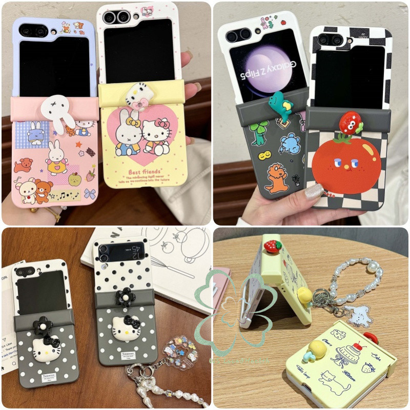 น่ารักการ์ตูนหมุนได้บานพับแมวสําหรับ Samsung Galaxy Z Flip 7 Z Flip 6 7FE Z Flip 5 Z Flip 4/3 Hard Matte Cover