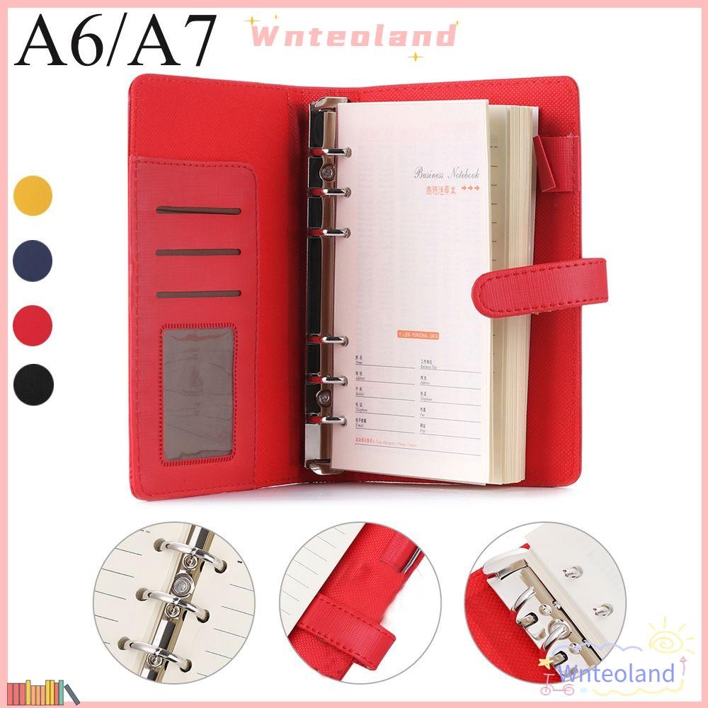 WNTEOLAND A6/A7 โน๊ตบุ๊คแฟชั่นหนังรีฟิล Journal หลวม Leaf Card Organizer Notepad