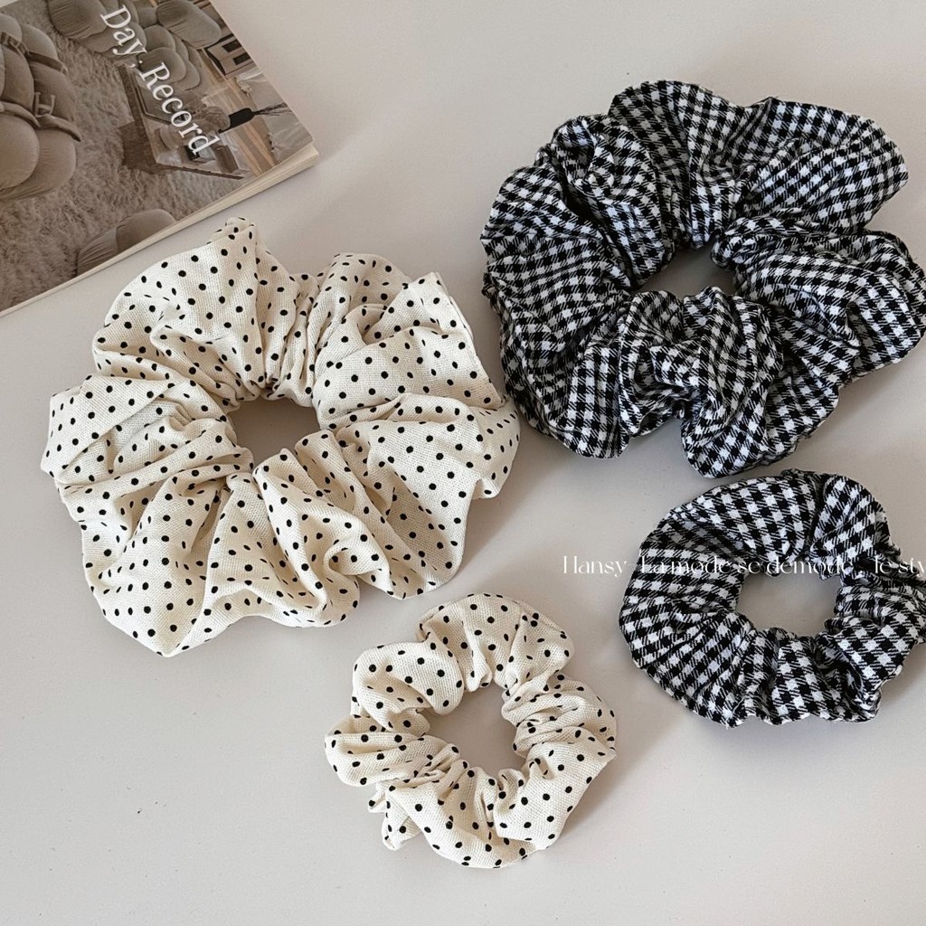 เชือกผูกผมลายสก๊อต สไตล์เกาหลี