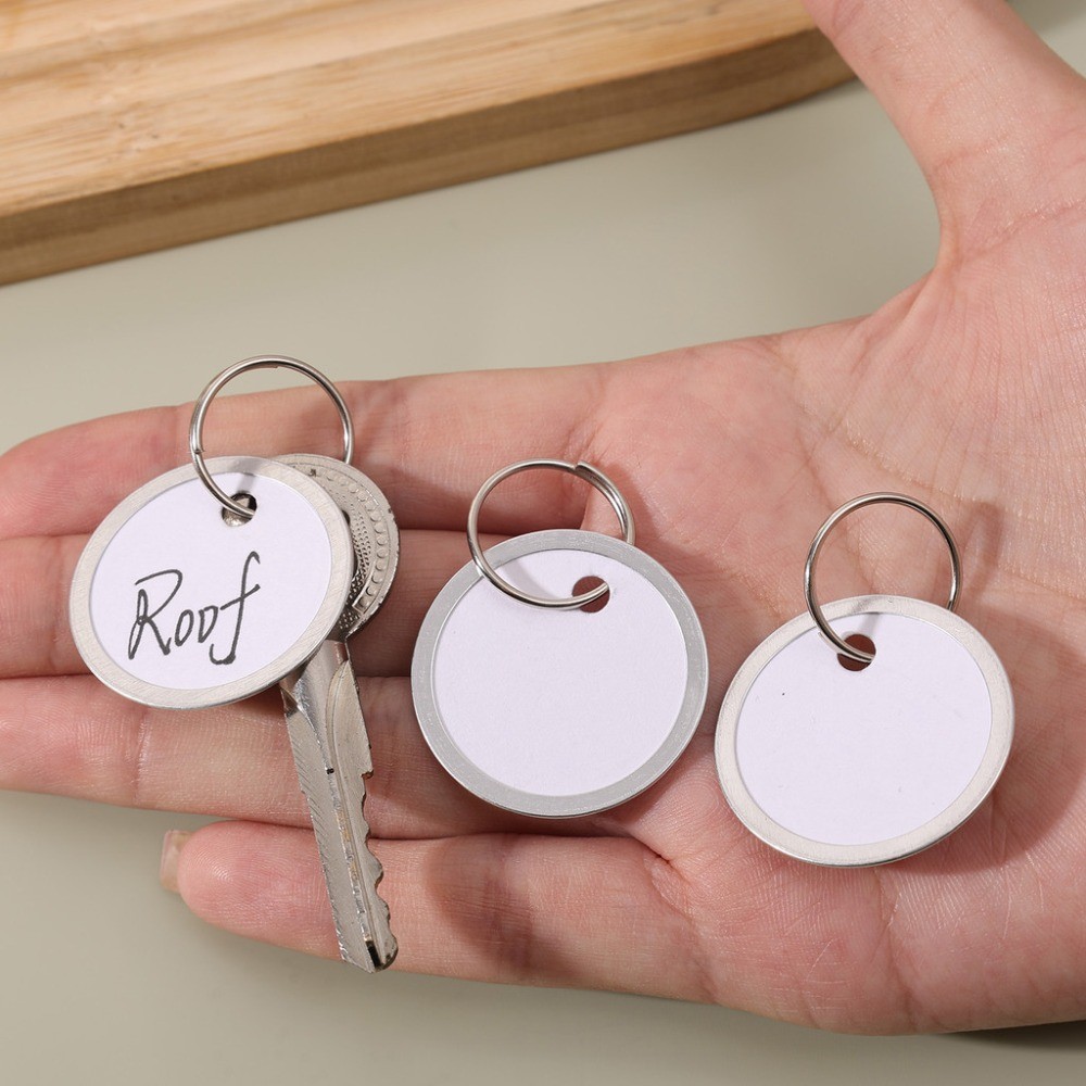 10/30/50PCS Bulk Writable Key Tags ชุด-ป้าย ID โลหะกลมสําหรับคีย์/กระเป๋าเดินทาง,อลูมิเนียม-กระดาษ Hybrid Design ที่ถอดออกได้พวงกุญแจแหวน ราคา ถูกที่สุด ดีลบีเคเค แกลเลอรีภาพที่ 9